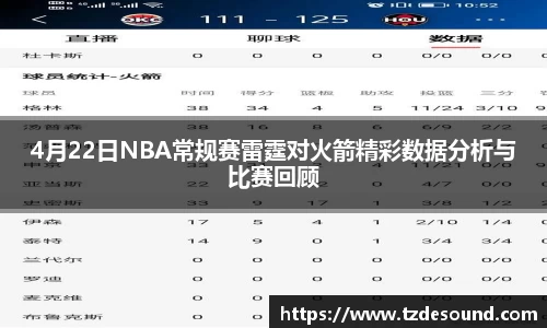 4月22日NBA常规赛雷霆对火箭精彩数据分析与比赛回顾